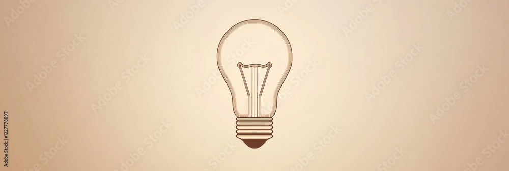 Fototapete simple outline of a light bulb against a soft beige background with warm tones for a calming effect.