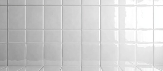 Glossy White Ceramic Tile Wall Background with Empty Space for Text Ideal for Interior Design and Renovation Projects