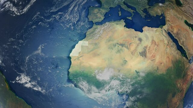 Realistic Earth Rotation And Country Zoom Western Sahara