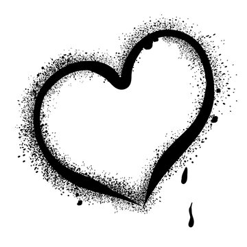 Graffiti spray paint heart with spots and noise texture. Vector illustration