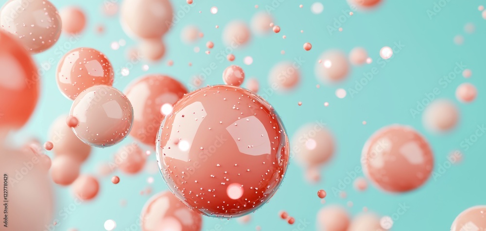 Poster floating bubbles in a colorful background abstract art digital illustration creative environment hig