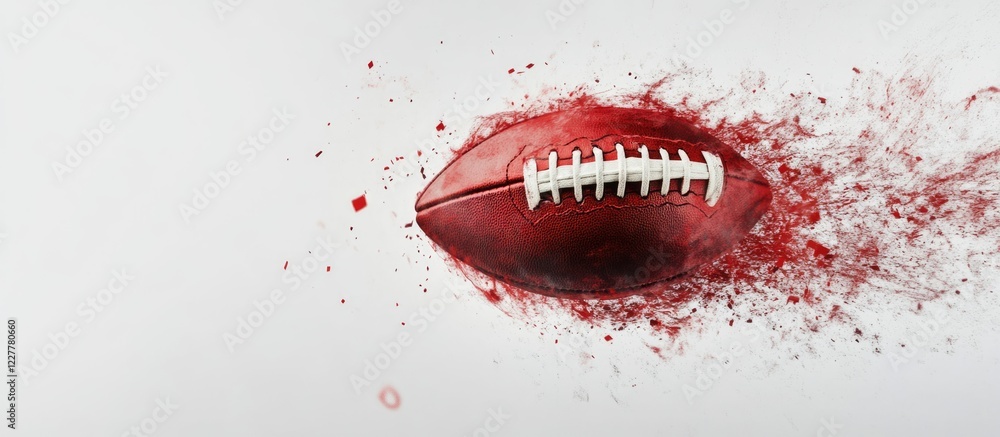 Aufkleber dynamic football in motion with vibrant splash effect and ample white space for text or labels in ad