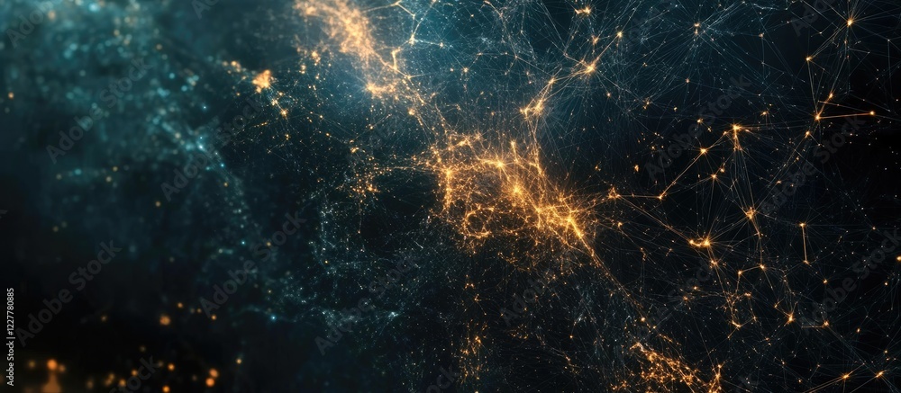 Poster global communications network and big data visualization with abstract technology background and cop