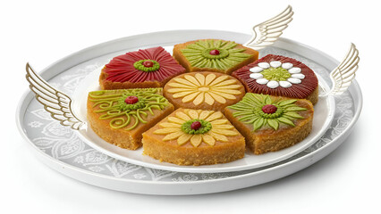 traditional Ramadan sweets like baklava kunafa qatayef top view