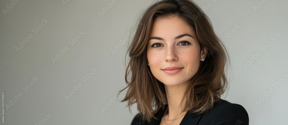 Poster professional entrepreneur with a confident expression showcasing collaboration in a modern workspace