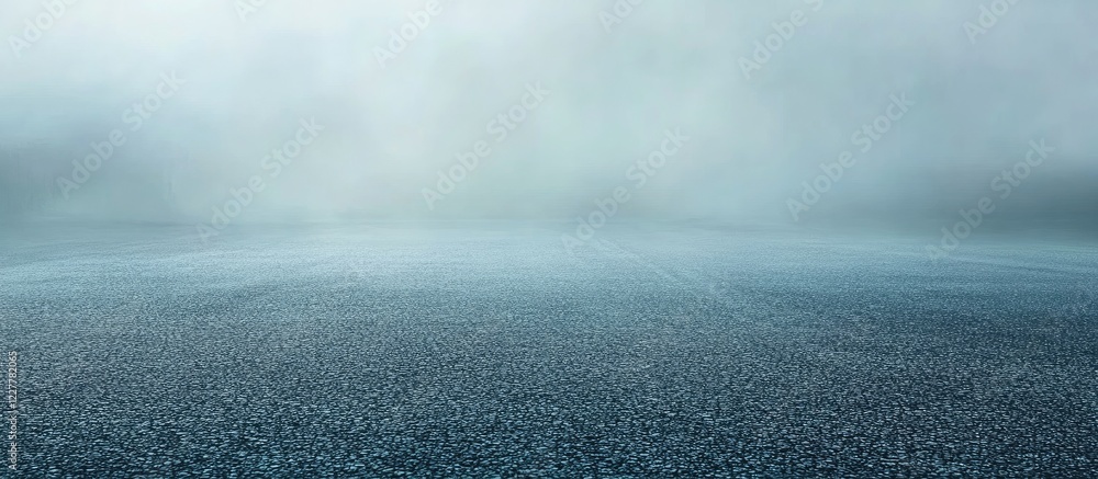 Poster foggy asphalt road surface with low visibility creating an atmospheric setting ideal for text overla