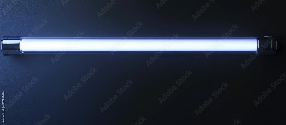Poster fluorescent lamp with electronic starter on dark background with empty space for text and design ele