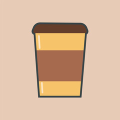 coffee drink pack cup with outline flat vector design.