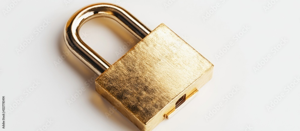 Poster gold security lock symbolizing data protection with spacious area for text input