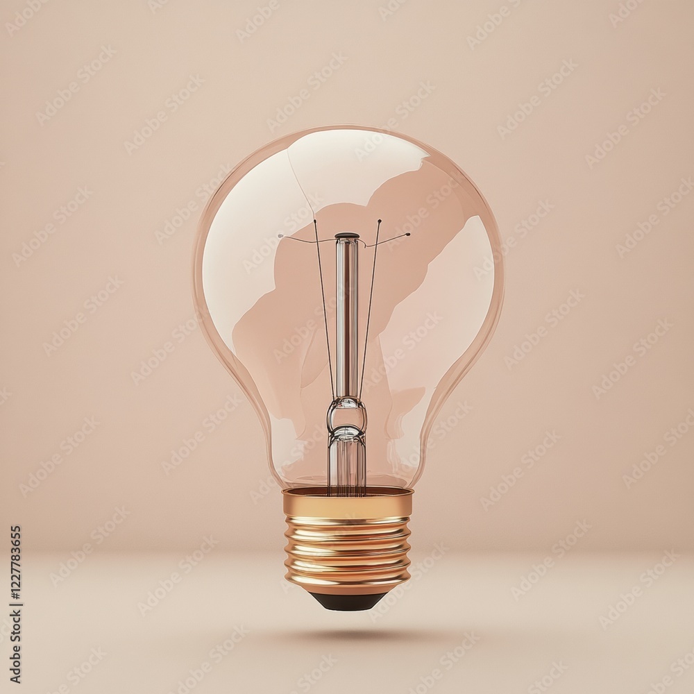Aufkleber Unique vintage light bulb design placed on a soft textured surface with neutral background for artistic ambiance. Generative AI