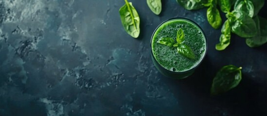 Green Smoothie Concept with Fresh Spinach and Copy Space for Wellness and Nutrition Promotion