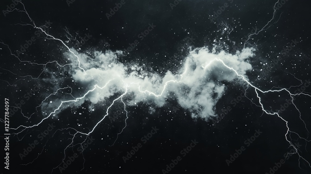 Wall mural a scene full of lightning and electric rays isolated on a empty plain clean black background