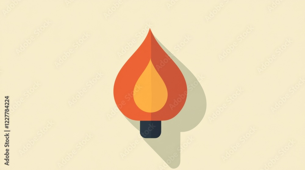 Aufkleber flame icon in flat design representing heat energy and warmth created with vibrant colors and a mini