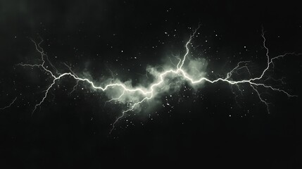a scene full of lightning and electric rays isolated on a empty plain clean black background