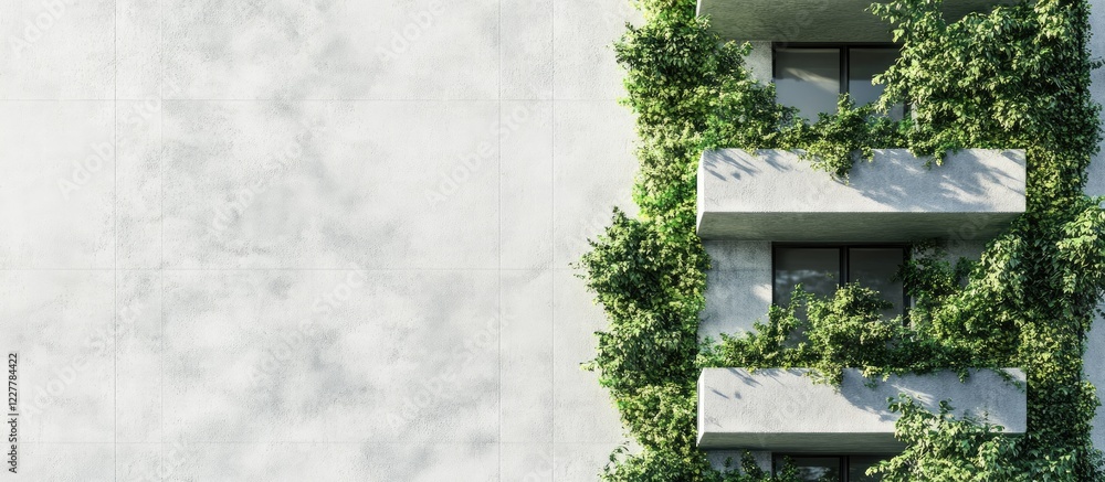 Poster vertical garden residential building with greenery and empty space for text showcasing eco-friendly 