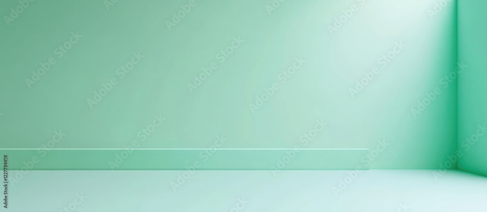Aufkleber modern elegant studio with green pastel color mockup and empty copy space for creative text or desig