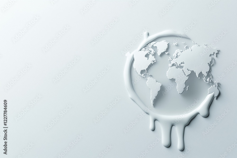 Poster a stylized droplet flows into an outline of the world map, illustrating the connection between water