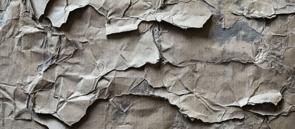 Poster crumbled gray cardboard texture industrial background with copy space for creative design or text in