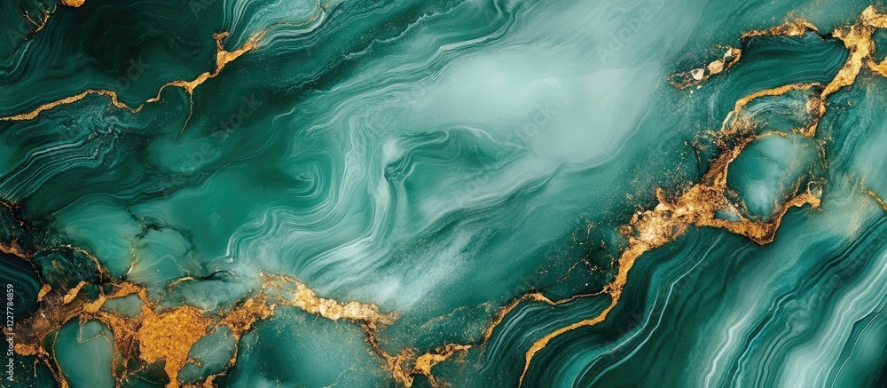 Aufkleber green jade and gold marble background with space for text and elegant abstract design elements