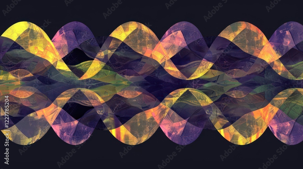Aufkleber abstract wave patterns in vibrant colors creating a dynamic visual effect on a dark background