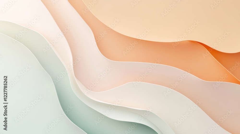 Aufkleber Layered abstract paper design showcasing soft colors and smooth curves in a delicate arrangement. Generative AI