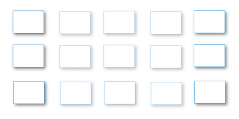 Simple Square cube box plate board on white wall background. 3d rendering. Multiple Horizontal Business Card Modern Mockup for Branding Presentation, Corporate Identity, Advertising, Graphic design.