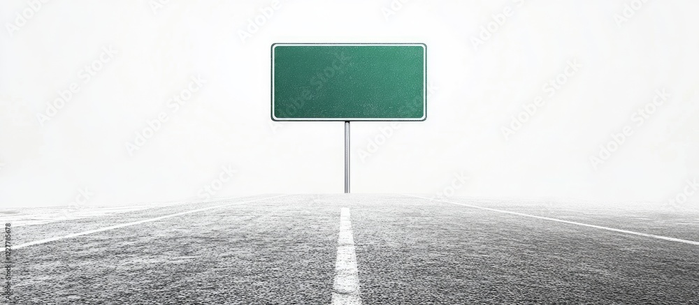 Poster green road sign isolated on a white background with empty space for custom text or directional infor