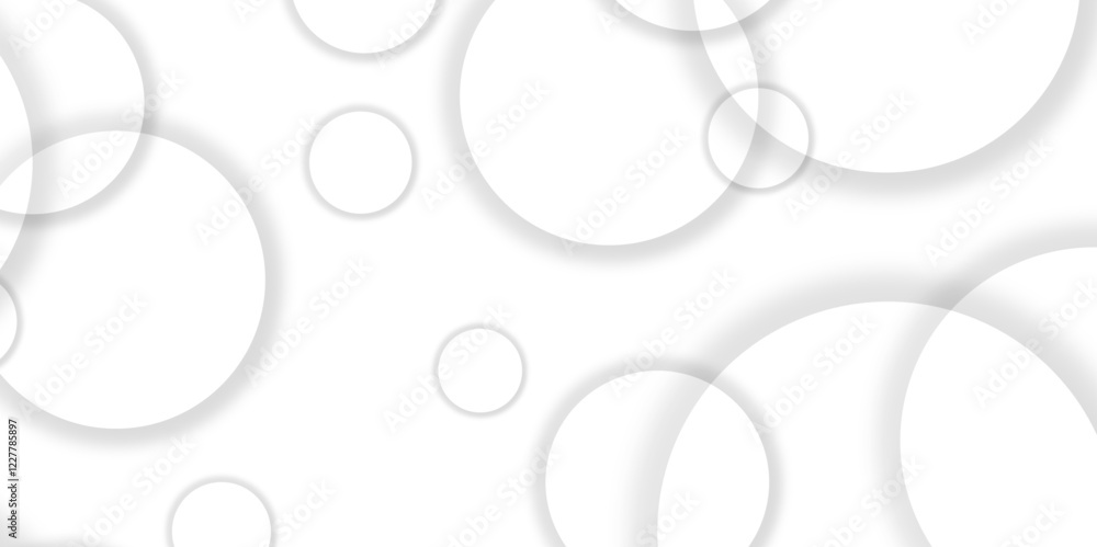 Poster Abstract background with circle white abstract geometric background with soft light white paper circles in design .Gray abstract. Modern design background for report and project presentation template.