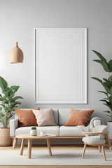 Pinterest | building and architecture | Interior mockup illustration with decor, 3d render, white wall with blank board