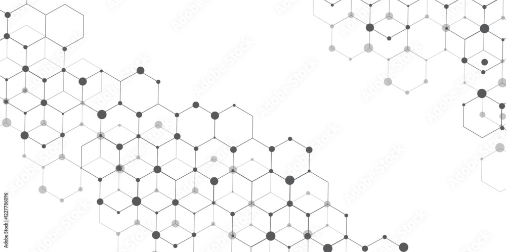Fototapete molecular structure abstract tech background. geometric white background. vector banner design with 