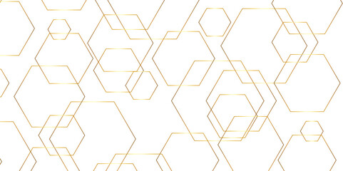 Abstract background golden hexagon stock line background. abstract artistic of geometric background Gold gradient abstract seamless vector pattern. Minimal style website banner, decoration Vector.	