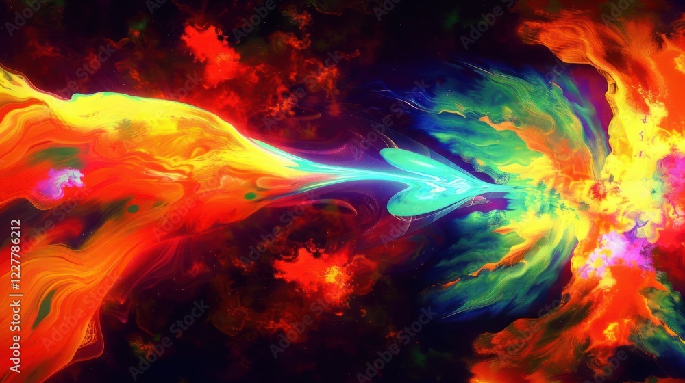 Poster vibrant abstract explosion of colors representing energy and creativity in a dynamic space