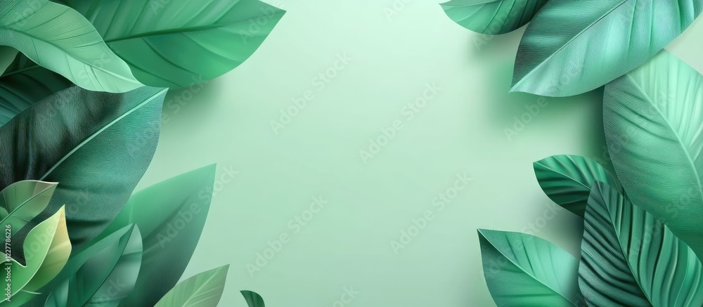 Poster lush green leaves forming an abstract background symbolizing hope with a blank space for text or mes