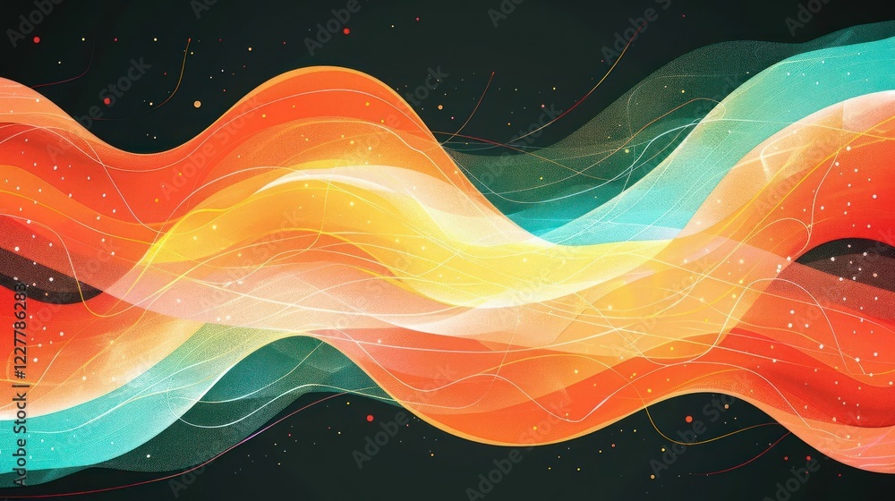 Poster abstract waves of vibrant colors flowing seamlessly, creating a dynamic visual experience