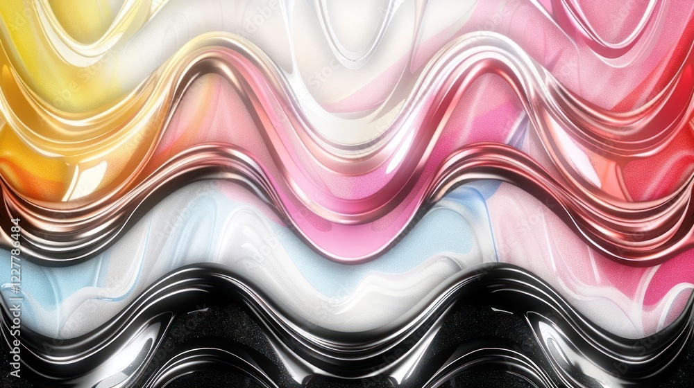 Aufkleber colorful abstract waves of paint in various shades creating a vibrant and dynamic background