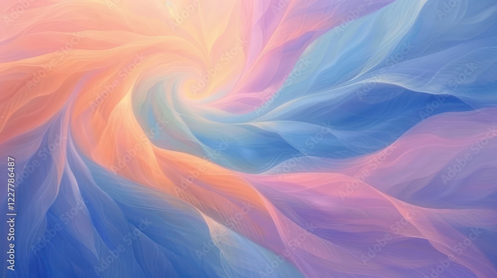 Poster abstract swirling pastel colors blending seamlessly in a dynamic, ethereal pattern