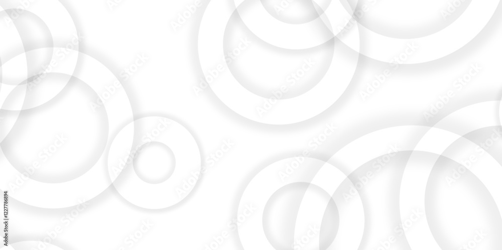 Poster Abstract background with circle white abstract geometric background with soft light white paper circles in design .Gray abstract. Modern design background for report and project presentation template.