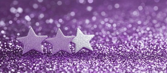 Glittery purple background with white stars ideal for text placement or holiday themed designs and promotional materials