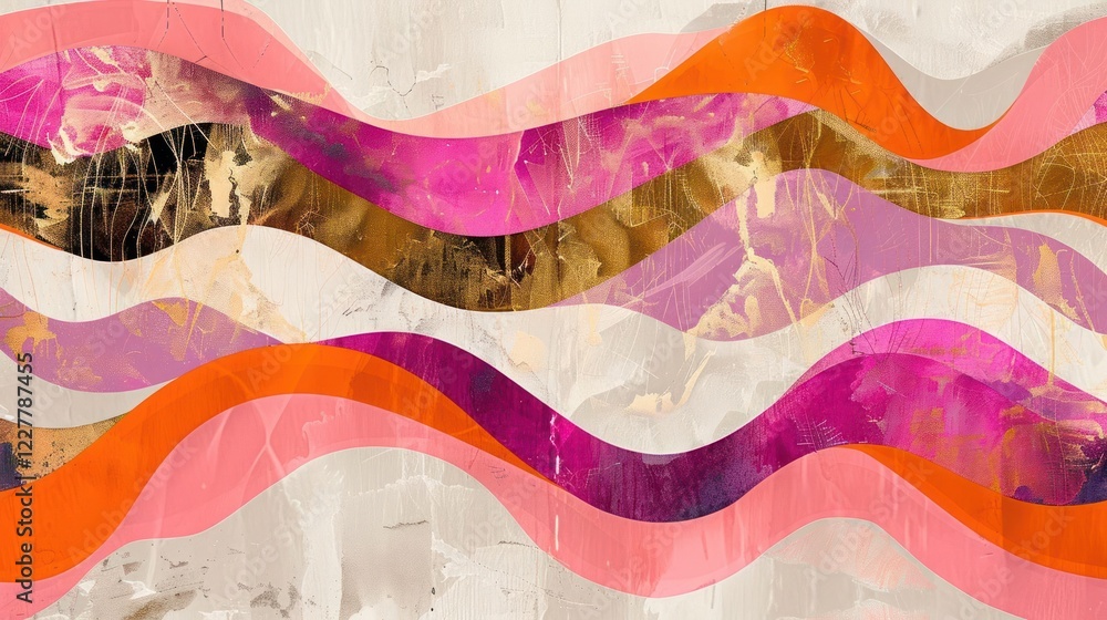 Poster abstract colorful wavy patterns on a textured background creating a vibrant artistic feel
