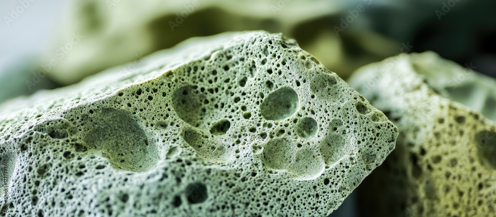 Poster green pumice stone surface texture with selective focus and copy space for text or design elements o