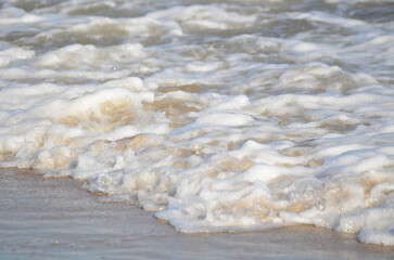 Close up Macro of the Waves on the Beach Shore Movement