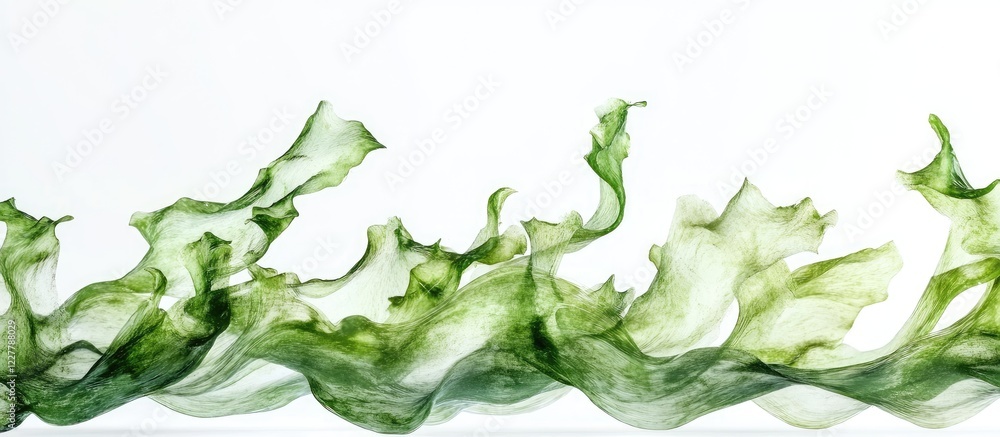 Poster green seaweed waves isolated on white background for design and advertising use with versatile copy 