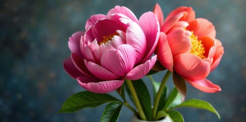 Obraz premium Colorful peony flowers in a vase , flowers, garden, peonies
