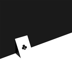 Minimalist playing card design. Clubs symbol on abstract background. Casino, gambling, poker, card game-related concept.