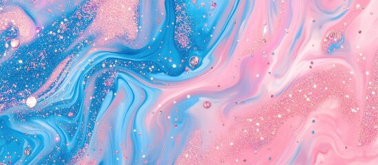 Obraz premium Dreamy Glittery Blue and Pink Abstract Background with Copy Space for Text Ideal for Marketing and Creative Projects