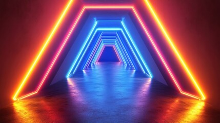 Fototapeta premium a room with a neon light tunnel in the middle