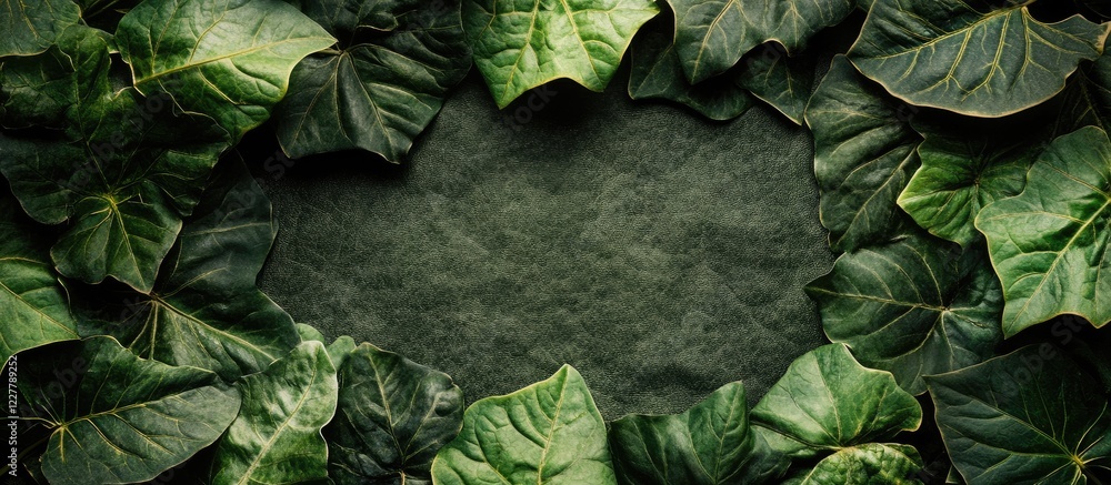 Poster lush green leaf background for ecological themes with empty space for text and creative design eleme