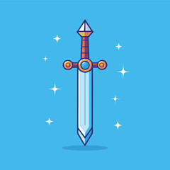 Sword Knight Weapon Cartoon Vector Icon Illustration Weapon Object Icon Concept