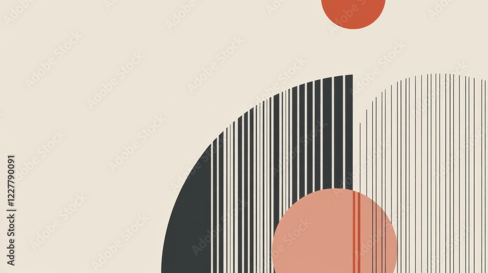 Aufkleber abstract design featuring bold shapes and lines with a modern aesthetic in neutral tones. generative