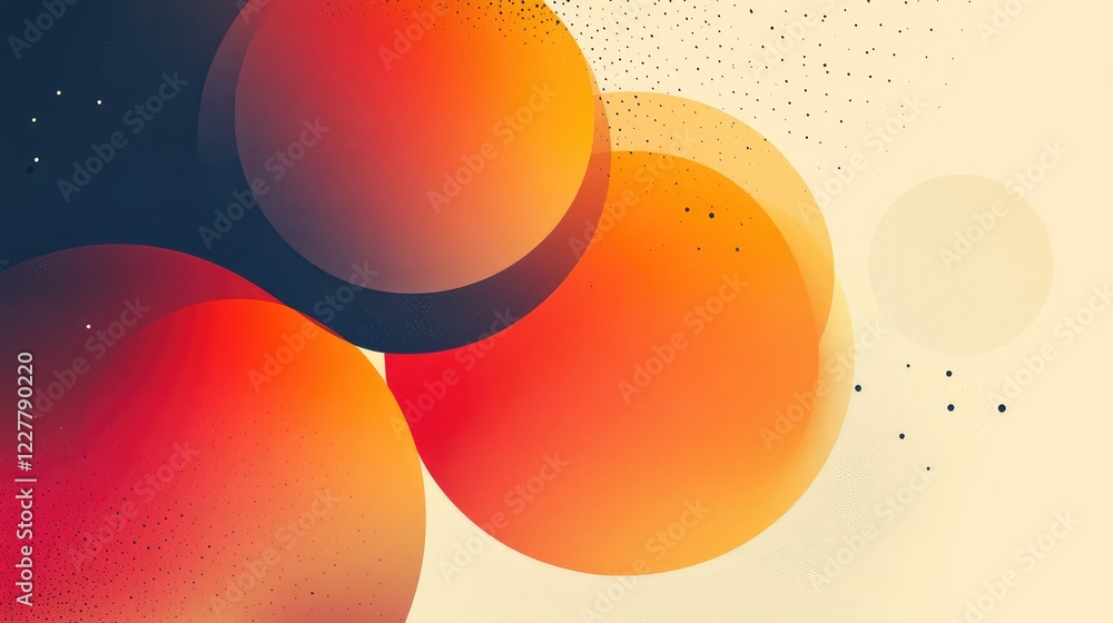 Poster abstract art with gradient shapes and overlapping design on a beige background for modern website de